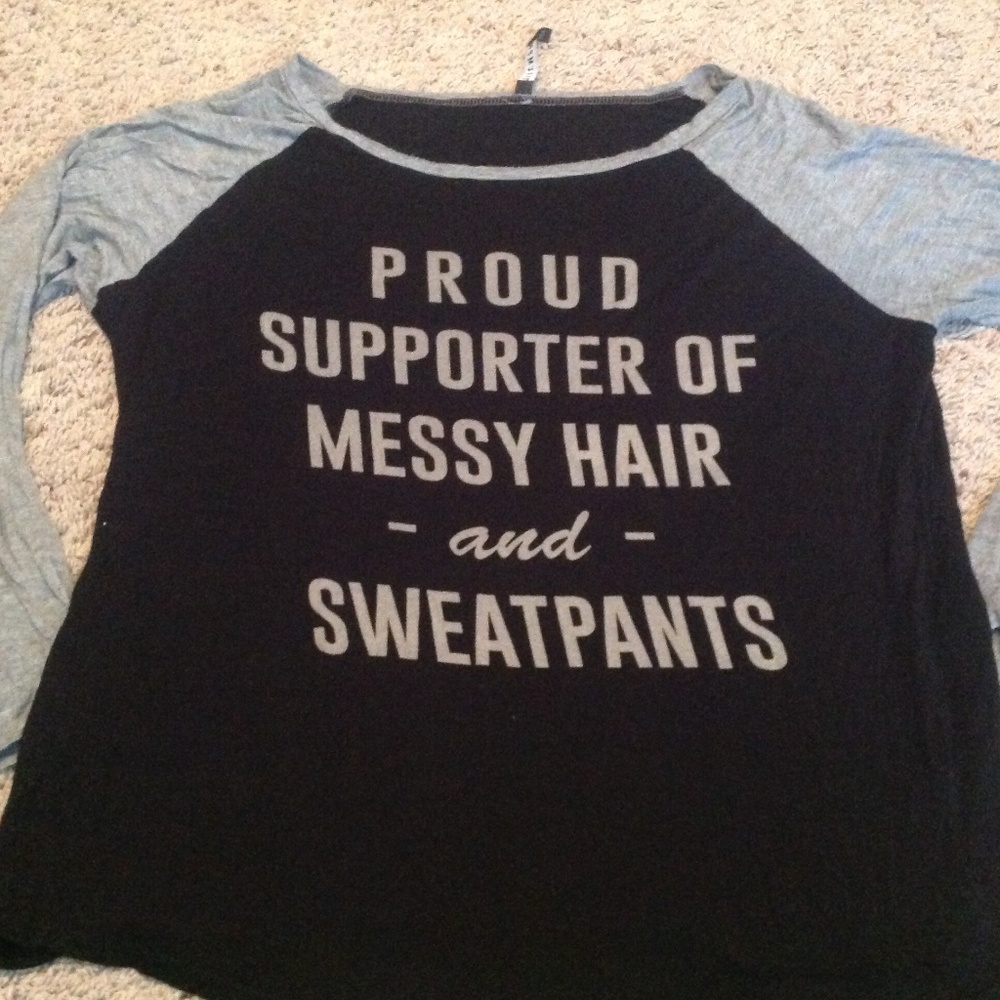 Messy Hair and Sweatpants Top